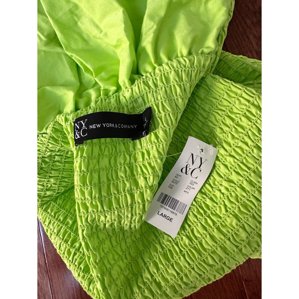New York‎ & Company Lime Green Off The Shoulder Puffy Sleeve Maxi Dress NWT - Picture 6 of 7